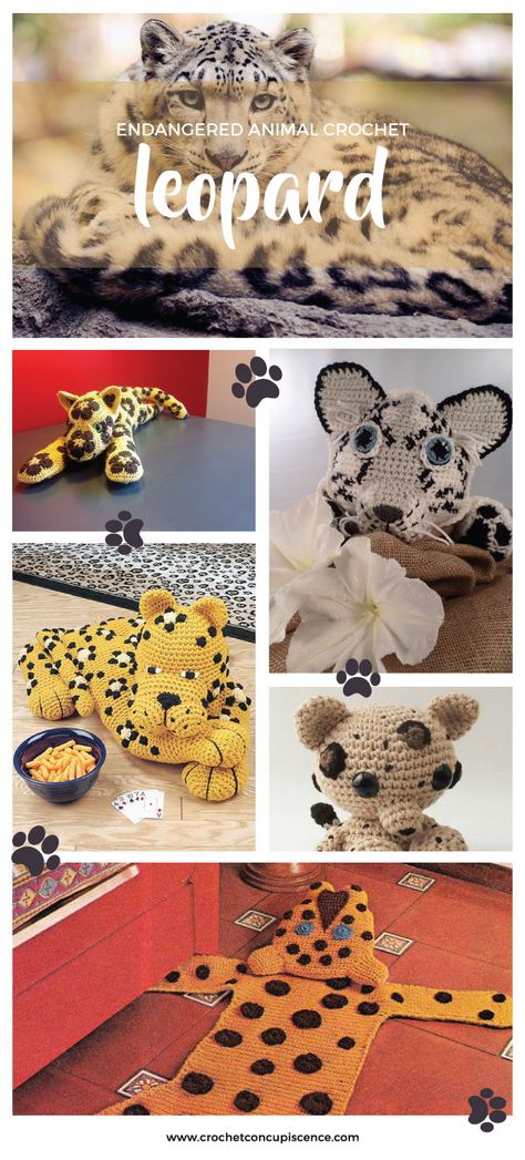 Leopard Crochet Patterns and info about this endangered species Free Crochet Cheetah Patterns, Crochet Snow Leopard Free Pattern, Crochet Leopard Amigurumi, Leopard Crochet Pattern, Crochet Cheetah Pattern Free, Leopard Amigurumi, Leopard Crochet, Crochet Leopard, Crochet Tiger