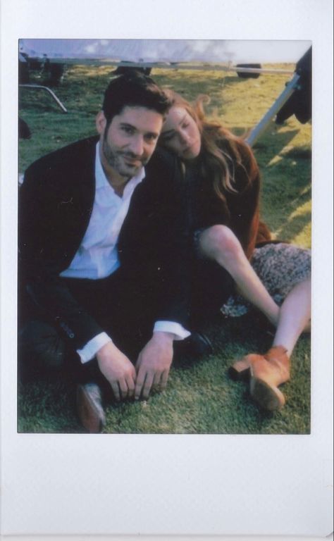 Lucifer And Chloe Aesthetic, Lucifer Behind The Scenes, Lucifer Scenes, Lucifer Morningstar And Chloe Decker, Fake Polaroid, Tom Ellis And Lauren German, Lucifer Chloe, Lucifer And Chloe, Polaroid Ideas