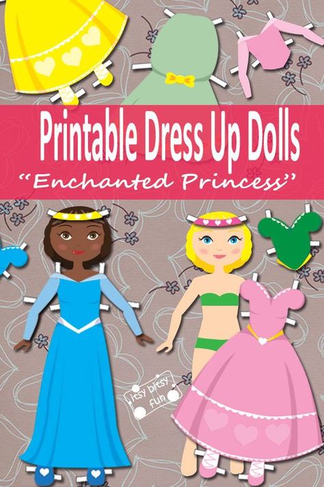 Printable Dress Up Paper Dolls - Play Printables for Kids Doll Dress Up, Paper Dolls Printable Free, Dress Up Paper Dolls, Play Printables, Dolls Printable, Princess Paper Dolls, Enchanted Princess, Paper Doll Dress, Operation Christmas Child