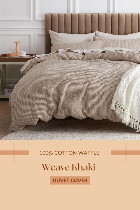 Waffle Knit Duvet Cover, Waffle Weave Duvet Cover, Tan Duvet Cover, Tan Duvet, Waffle Duvet Cover, Texture Bedding, Textured Duvet Cover, Textured Duvet, Duvet Cover Queen