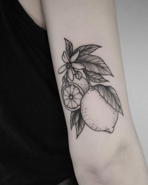 Fruit Tattoos, Lemon Tattoo, Botanisches Tattoo, Today I Am Thankful, Fruit Tattoo, Bff Tattoos, I Am Thankful, Botanical Tattoo, Friend Tattoos