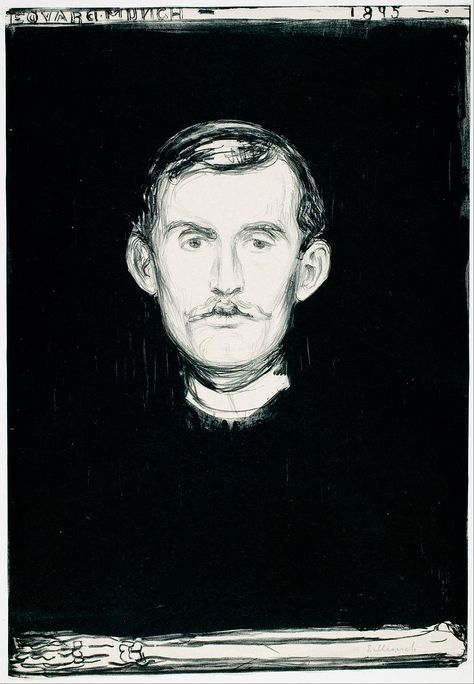 Edvard Munch, Self Portrait With Skeleton Arm, 1895 Famous Self Portraits, Skeleton Arm, Self Portrait Drawing, Google Art Project, German Expressionism, Robert Mapplethorpe, Jasper Johns, Max Ernst, Edvard Munch