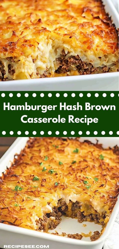 Craving a comforting meal that's easy to prepare? This casserole recipe features tender beef and golden hash browns, making it a simple yet flavorful option for your next family gathering or potluck dinner. Hamburger Hash Brown Casserole, Hamburger Meat Casseroles, Hamburger Hash, Hash Brown Patties, Hashbrown Casserole Recipe, Hamburger Casseroles Recipes, Hashbrown Casserole, Potluck Dinner, Ham Steaks