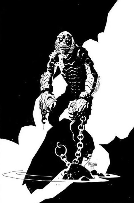 The Creature from the Black Lagoon - Mike Mignola Mike Mignola Art, Draw Men, Hellboy Art, Creature From The Black Lagoon, The Black Lagoon, Mike Mignola, Graphic Novel Art, Bd Comics, Black Lagoon