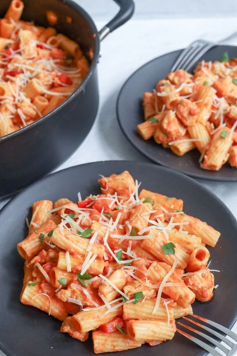 Riggies Recipe, Chicken Riggies Utica, Chicken Riggies Recipe, Chicken Riggies, Utica New York, Cream Pasta, Rigatoni Pasta, Red Pepper Sauce, Best Pasta Recipes