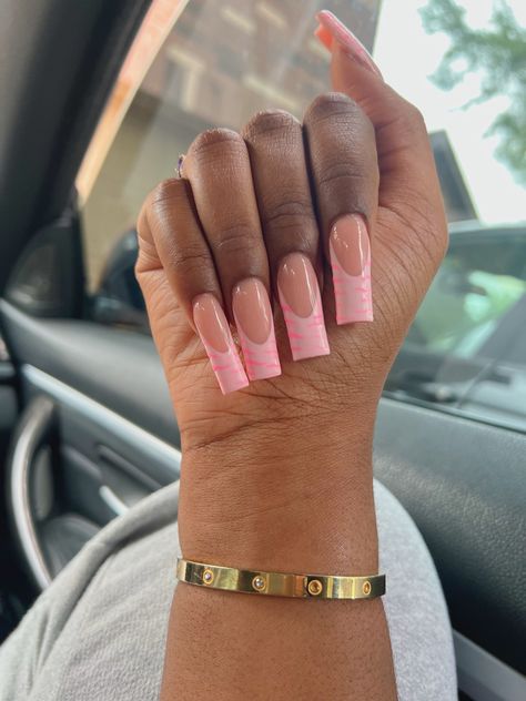 Pink Zebra French Tip Nails, Zebra French Tip Nails, Zebra French Tip, Pink Zebra Nails, Zebra Nails, Tip Nails, Zebra Stripes, Pink Zebra, French Tip Nails