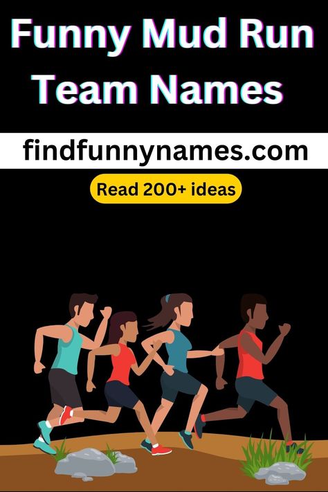 Looking for some hilarious mud run team names to add a touch of humor to your next adventure? Look no further. We've curated a collection of side-splitting team names that will make your mud run experience even more unforgettable. Whether you're participating in a competitive race or just in it for the laughs, these names are sure to bring a smile to everyone's face. #MudSlingingManiacs #DirtyDivasAndDudes #FilthyFunnies #MuddyMayhemCrew #TheMudMonsters Mud Run Team Names, Mud Racing, Mud Run, Tough Mudder, Funny Names, Fun Run, Team Apparel, Racing Team, Team Names