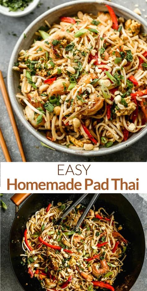 This easy Pad Thai recipe is made with fresh ingredients, packed with flavor, and can be made in under 30 minutes! It is a family favorite! via @betrfromscratch Lauren Allen Recipes, Easy Pad Thai Recipe, Homemade Pad Thai, Pad Thai Noodles, Tastes Better From Scratch, Pad Thai Recipe, Thai Recipe, Thai Noodles, Green Onion