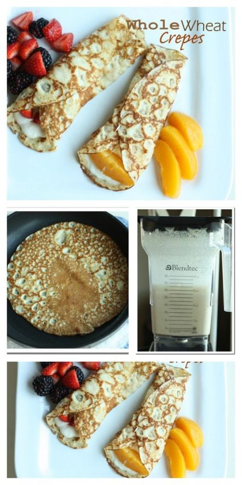 Whole Wheat Crepes | Healthy Ideas for Kids Whole Wheat Crepe Recipe, Crepes Healthy, Whole Wheat Crepes, Healthy Crepes, Healthy Blender Recipes, Wheat Recipes, Super Healthy Kids, Savory Crepes, Crepe Recipes