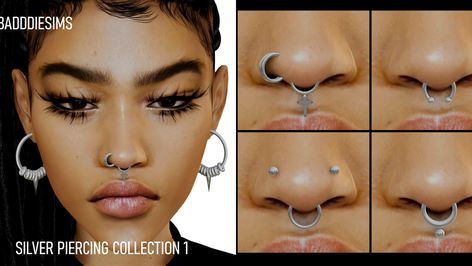 SILVER PIERCING COLLECTION 1 EAR | Patreon Sims 4 Cc Patreon Earrings, Sims4 Cc Piercing, Cc Piercing, 4 Piercings, Sims 4 Cc Goth, Cc Accessories, Sims 4 Cc Patreon, Sims Finds, Piercing Collection