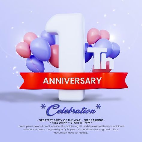 User31508669 | Freepik Anniversary 1 Year, Social Media Post Template, Anniversary Celebration, Post Templates, Media Post, Social Media Design, Social Media Post, 1 Year, Social Media