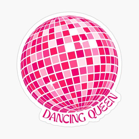 pink disco ball sticker Pink Disco Ball Drawing, Dance Stickers Aesthetic, Pink Disco Ball Painting, Disco Ball Cartoon, Mirrorball Drawing, Pink Mirrorball, Disco Ball Sticker, Ball Dancing, Pink Disco Ball