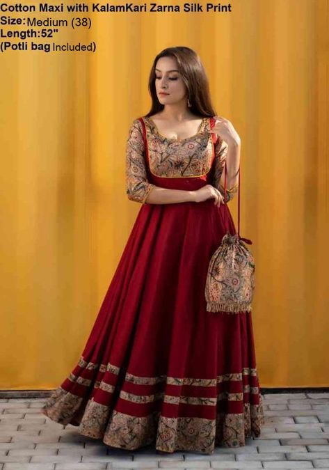 Long Frocks For Women, Frock Models, Kalamkari Dresses, Skirts And Tops, Frocks And Gowns, Long Frock Designs, Gown Party Wear, Long Gown Design, Frock For Women