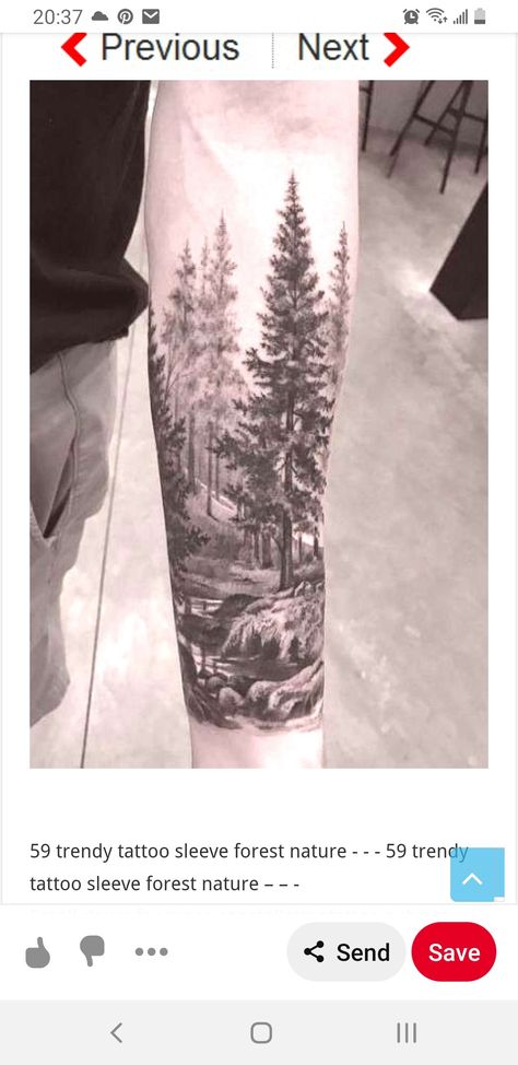 Forest Forearm Tattoo, Outdoor Tattoo, Wood Tattoo, Harley Tattoos, Nature Tattoo Sleeve, Water Tattoo, Landscape Tattoo, Forest Tattoos, Tattoo People