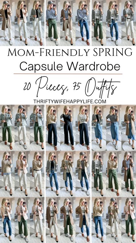 How to Build an Elevated Mom Spring Capsule Wardrobe - Thrifty Wife Happy Life Spring Weekend Outfit, Mom Outfits Spring, Smart Casual Women Outfits, Capsule Wardrobe Casual, Capsule Wardrobe Women, Spring Summer Capsule Wardrobe, Mom Wardrobe, Capsule Wardrobe Essentials, Casual Outfits For Moms