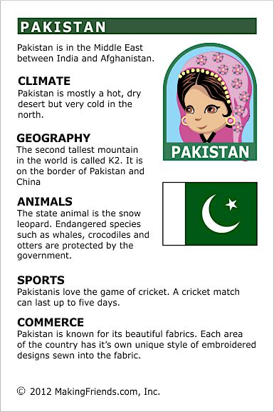 Printable Thinking Day fact card for our passports. Perfect if you chose Pakistan for your Girl Scout Thinking Day or International Night celebration. Facts About Pakistan, Geography Worksheets, Pakistan Culture, Pakistani Culture, Harmony Day, Country Studies, Country Facts, World Thinking Day, Divorce Papers