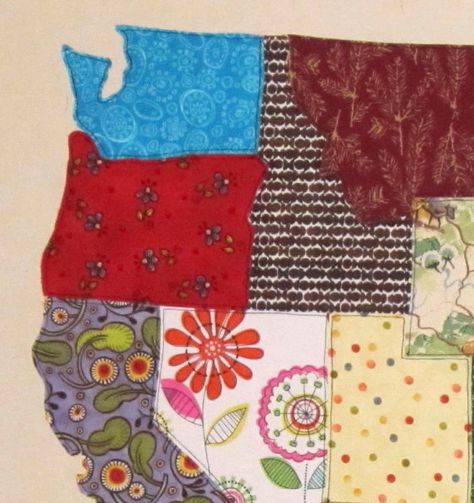 US patchwork map quilt pattern Map Quilts, Travel Quilt Ideas, 50 States Quilt Blocks, World Map Quilt Pattern, State Quilt Blocks Pattern, Usa Map Quilt Pattern, Map Quilt Pattern, Map Quilt, Cottage Quilt