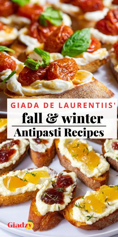 When it comes to antipasti during the fall, it can look a bit different than it does in the warmer months. These appetizers all evoke a cozier feeling – think seasonal produce, roasty flavors, warm spices and more. Grab the recipes below! Italian Appetizers Easy Healthy, Easy Comfort Food Appetizers, Appetizers That Pair With Wine, Italian Vegetarian Appetizers, Appertivo Food, Giada Thanksgiving Recipes, Elegant Holiday Appetizers, Fancy Italian Appetizers, Fall Appetizers Vegetarian