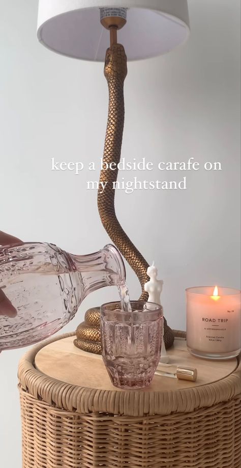 Aesthetic Nightstand, Girl Bedside Table, Luxury Bedside Table, Bedside Water Carafe, Bedside Carafe, Storing Water, Carafe Set, Desktop Shelf, Elevate Your Life