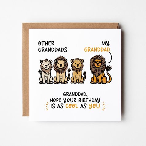 Birthday Card For Grandpa, Card For Grandpa, Grandpa Birthday Card, Grandfather Birthday, Grandpa Birthday, Personalized Birthday Cards, Greetings Cards, Kraft Envelopes, White Card