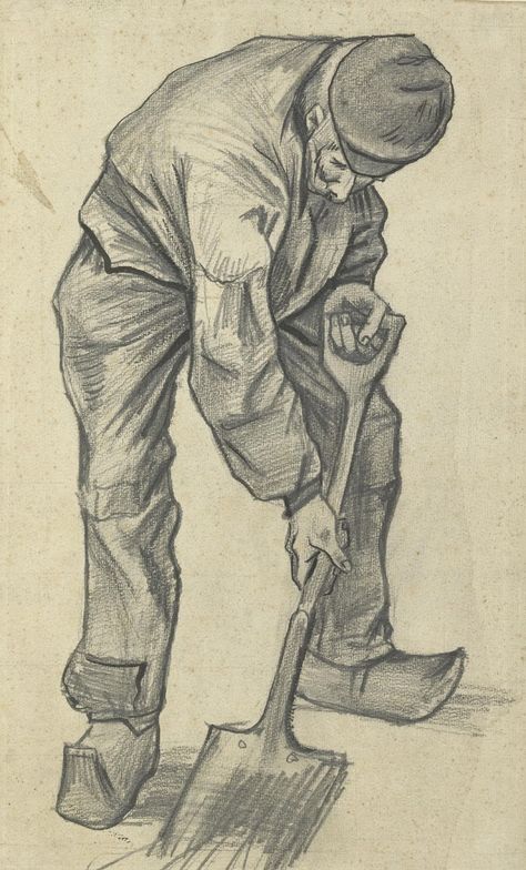 Digger Vincent van Gogh (1853 - 1890), The Hague, November 1882 pencil, brush and ink, on paper, 48.7 cm x 29.7 cm Credits: Van Gogh Museum, Amsterdam (Vincent van Gogh Foundation) Digger Drawing, Desenhos Van Gogh, Van Gogh Drawings, Artist Van Gogh, Vincent Willem Van Gogh, Vincent Van Gogh Art, Istoria Artei, Arte Van Gogh, Van Gogh Museum