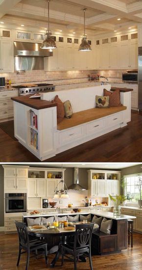 Built-in Benches in Almost Anywhere of A Home Lareina July 16, 2017 InInterior Design, Outdoor Garden Kitchen Seating, After Pictures, Built In Bench, Kitchen Room Design, Kitchen Remodeling Projects, Kitchen Layout, Kitchen Style, Home Decor Kitchen, Interior Design Kitchen