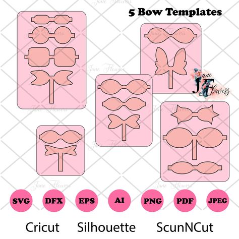 5 Bow templates SVG BUNDLE for Cricut SVG Set, hair bow pattern, faux leather bow cut file, Hair accessories, felt hair bow, bow cricut by JaneFlowersArt on Etsy Faux Leather Bow Template, Leather Bow Template, Hair Bow Svg, Bow Template Svg, Diy Leather Bows, Felt Hair Bows, Diy En Cuir, Bow Display, Pattern Svg