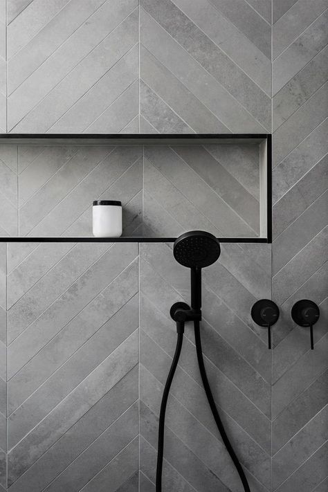 Dark Grey Tile, Gray Tile, Hamptons Home, Modern Hampton, Best Bathroom Vanities, Bathroom Shower Tile, Hamptons House, Bathroom Tiles, Minimalist Bathroom