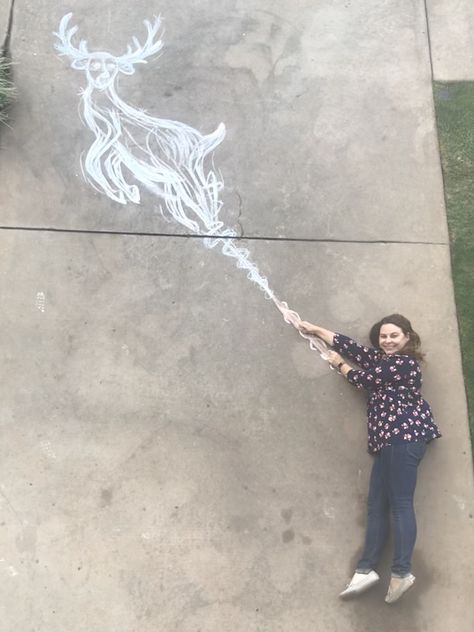 Diy Patronus Harry Potter, Harry Potter Chalk Art, Fun Things To Draw With Chalk, Birthday Sidewalk Chalk, Chalk Art Christmas, Sidewalk Chalk Photos, School Chalkboard Art, Hp Christmas, Harry Potter Expecto Patronum