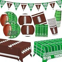 Football Plates, Tailgate Party Decorations, Birthday Party Paper Decorations, Superbowl Party Decorations, Football Theme Birthday, Football Party Supplies, Football Party Decorations, Party Cutlery, Sports Party Decorations