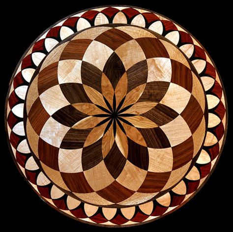 A very popular transitional wood flooring medallion inlay. Shown with Wenge, Maple, Brazilian Cherry, Padauk, Walnut. Colors & size are customizable. Hardwood Projects, Bois Intarsia, Medallion Wall Art, Marble Medallion, Wooden Inlay, Wood Floor Pattern, Floor Medallion, Parquetry, Wood Inlay