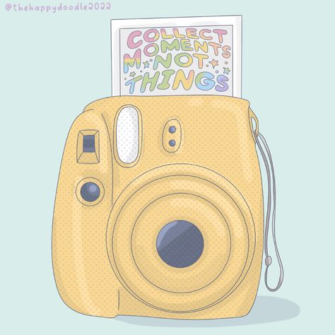 Polaroid Camera Drawing, Instax Mini 7s, Instax Camera, Insta Highlights, School Things, Doodle Illustration, Drawing Inspo, Mini Drawings, Pastel Wallpaper