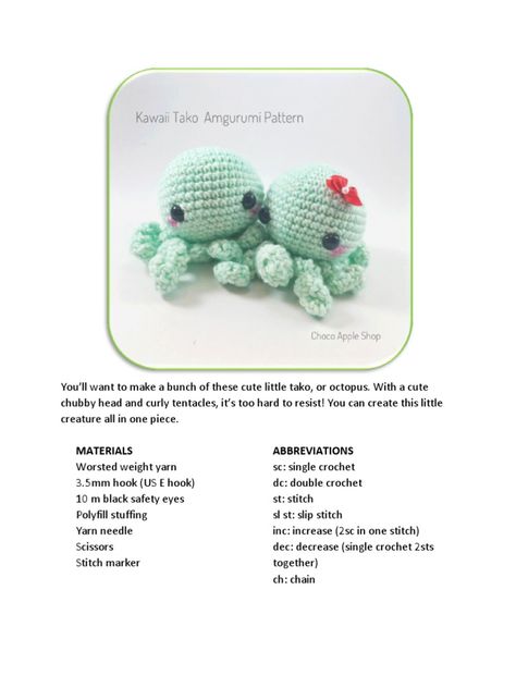 Scribd is the world's largest social reading and publishing site. Crochet An Octopus, Octopus Toy, Crochet Octopus, Safety Eyes, Amigurumi Free, Crochet Hook, Double Crochet, Octopus, Crochet Hooks