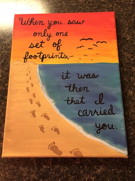 Footprints in the sand canvas Jesus Canvas Painting, Footprints In The Sand Tattoo, Footprints In The Sand Poem Tattoo, Jesus Footprints In The Sand, Footprints In The Sand Painting, One Set Of Footprints In The Sand, Footprints In The Sand, Footprints In The Sand Poem, Footsteps In The Sand