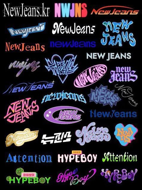 Adore Logo Design, New Jeans Graphic Design Posters, Newjeans Name Logo, Logo New Jeans Kpop, Omg Newjeans Logo, Newjeans Logos, New Jeans Logo Kpop, New Jeans Font, Newjeans Font