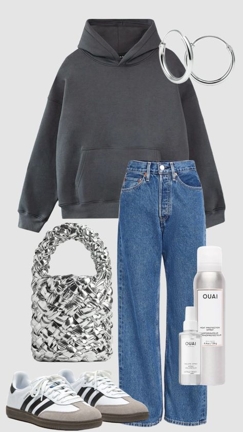 Silver Bag 🩶 #outfitinspo #sambas #fashion #djerfavenue #matildadjerf #filippzorz #aesthetic #scandistyle #minimalist #adidas Silver Bag Outfit, Bag Outfit Ideas, Cold Outfit, Silver Bag, Cold Weather Outfit, Bag Outfit, Korean Casual Outfits, Casual Chic Outfit, Swaggy Outfits