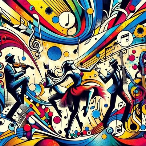 Rhythm Art Drawing, Dj Ideas, Rhythm Art, Dance Artwork, Dancing Art, Pop Art Colors, Dj Art, Modern Art Movements, Reference Photos For Artists