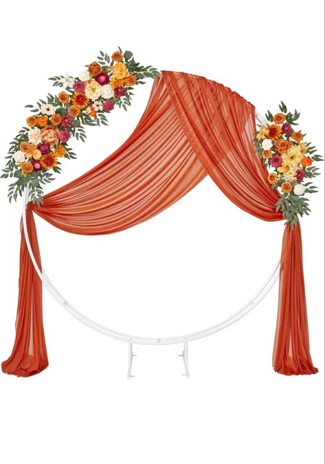 TINGE TIME Wedding Arch Flowers with Drape(Pack of 4), 3pcs Artificial Flower Swag Arrangement for Wedding Decor to Ceremony Wedding Backdrop (Burnt Orange & Fuchsia) Backdrop Purple, Flower Swag, Flower Background Images, Draping Fabric, Wedding Arch Flowers, Arch Flowers, Rose Fragrance, Ceremony Wedding, Flower Background