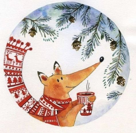 Arte Folk, Winter Illustration, 수채화 그림, Fox Art, Christmas Drawing, Winter Art, Noel Christmas, Christmas Paintings, Christmas Illustration