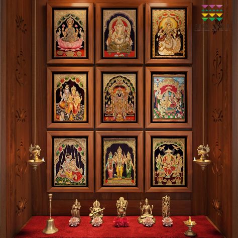 Pooja Room Ideas Indian Traditional, Pooja Room Ideas Indian, Mandir For Home, Temple Room, Puja Mandir, Home Office Furniture Design, Mandir Design, Temple Design For Home, Cherry Brown