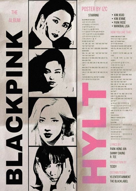 Blackpink Hylt, Pop Posters, Blackpink Poster, Poster Room, Kpop Posters, Vintage Poster Art, Graphic Design Fun, Band Posters, Wall Posters