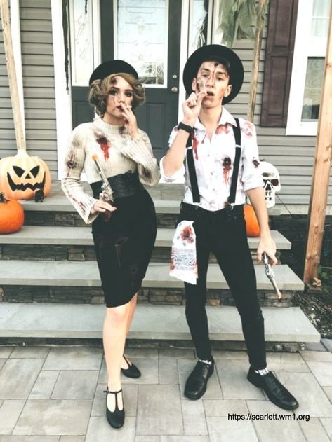 Easy Diy Couples Costumes, Bonnie And Clyde Halloween, Unique Halloween Costume Ideas, Bonnie And Clyde Halloween Costume, Diy Adult Halloween Costumes, Spooky Outfits, Halloween Costume Couple, Easy Couple Halloween Costumes, Meme Costume