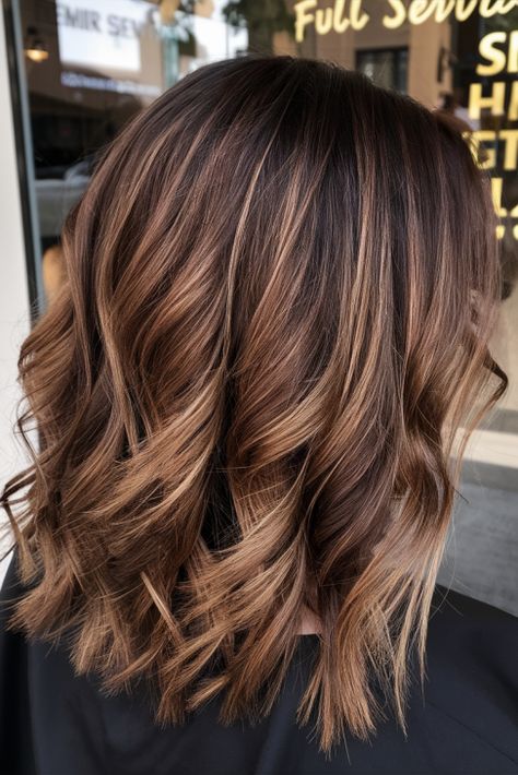 Caramel Burgundy Highlights, Cinnamon Lowlights On Brown Hair, Hair Colour Trends For 2025, Hazelnut Brunette Hair, Mocha Caramel Hair, Low Light Hair Color Ideas, Cinnamon Hair Color Formula, Highlight For Brown Hair, Brunette Copper Highlights