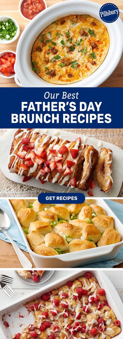 father's day recipes, father's day brunch recipes, brunch recipes, holiday recipes, holiday celebration, family gathering, pillsbury recipes Cook For Him, Father's Day Brunch, Fathers Day Brunch, Pillsbury Recipes, Dish Ideas, Cooking 101, Easy Dishes, Breakfast Brunch Recipes, Breakfast In Bed