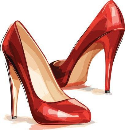 High Heel Painting, Drawing High Heels, Red Pumps Heels, Elegant Shoes Heels, Essential Shoes, Heels Ideas, Fashion Accessories Illustration, Transparent Heels, Shoes Illustration