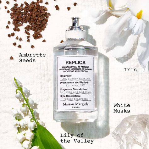 REPLICA Lazy Sunday Morning, Eau de Toilette by Maison Margiela Replica Lazy Sunday Morning, Replica Lazy Sunday, Replica Perfume, Fragrance Finder, Lazy Sunday Morning, Margiela Replica, Patchouli Oil, Rose Absolute, Unisex Perfume