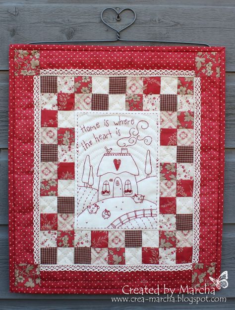 Crea-Marcha, home is where the heart is Redwork Quilts, Birman Cat, My Hobbies, Being Creative, Mini Quilts, Home Is Where, Cross Stitching, Where The Heart Is, My Blog