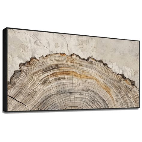 PRICES MAY VARY. Tree Ring Wall Art: Transform your living room or bedroom with Jntyiir's Beige Tree Ring Canvas Print, a blend of modern neutral abstract art and nature's timeless beauty Tree Rings Illustration:We offer a variety of sizes to cater to your needs: 23"W x 13"H,30"W x 17"H,36"W x 20"H,48"W x 27"H,59"W x 33"H,69"W x 39"H,the right size makes it an excellent decoration for your home. Comes with pre-installed hooks, all you have to do is measure your wall dimensions and hang this for Large Wall Art In Foyer, Modern Boho Living Room Wall Decor, Organic Modern Living Room Wall Art, Organic Farmhouse Decor, Bedroom Decor With Grey Walls, Tree Pictures Wall Art, Nature Inspired Home Design, Modern Farmhouse Wall Art Living Room, Bedroom Side Wall Decor