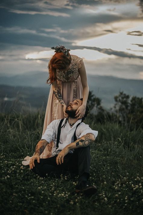 Forest Engagement Photos, Dark Wedding Theme, Engagement Picture Outfits, Pagan Wedding, Mountain Top Wedding, Forest Engagement, Fairytale Photography, Dark Wedding, Rustic Wedding Diy