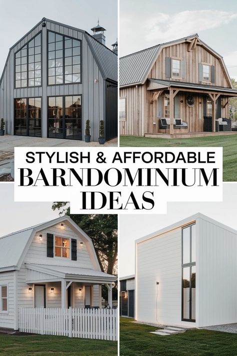 Stylish & Affordable Barndominium Ideas Barndo With Shop, Bardiminium House Ideas, One Level Barndominium Ideas, 40x60 Barndominium, Shouse Barndominium, Barndominium Pictures, Affordable Barndominium, Barndominium Cost, Rustic Barndominium Ideas